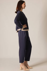 P. CILL Butter Modal Contrast Border Top: Black/Ivory / Small