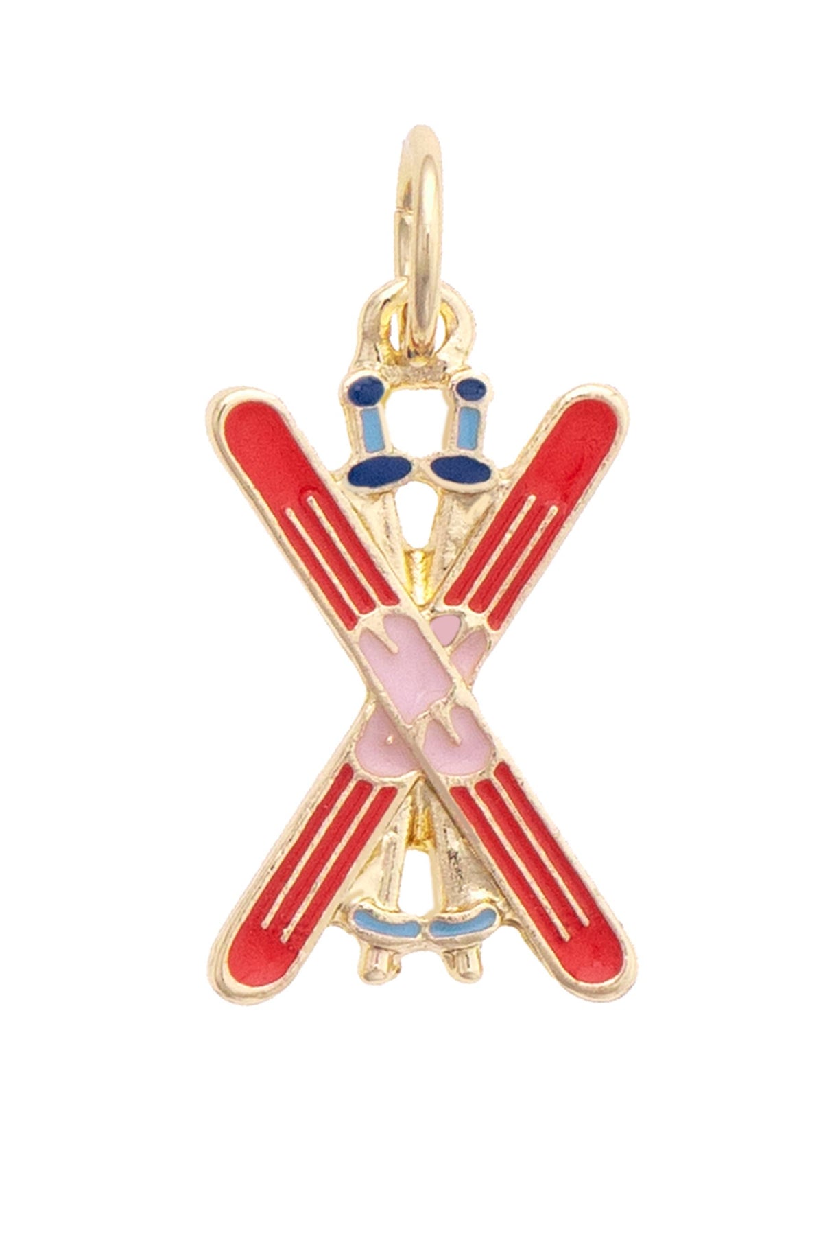 CANVAS STYLE CHARM BAR-Snow Skis Enamel Charm in Red