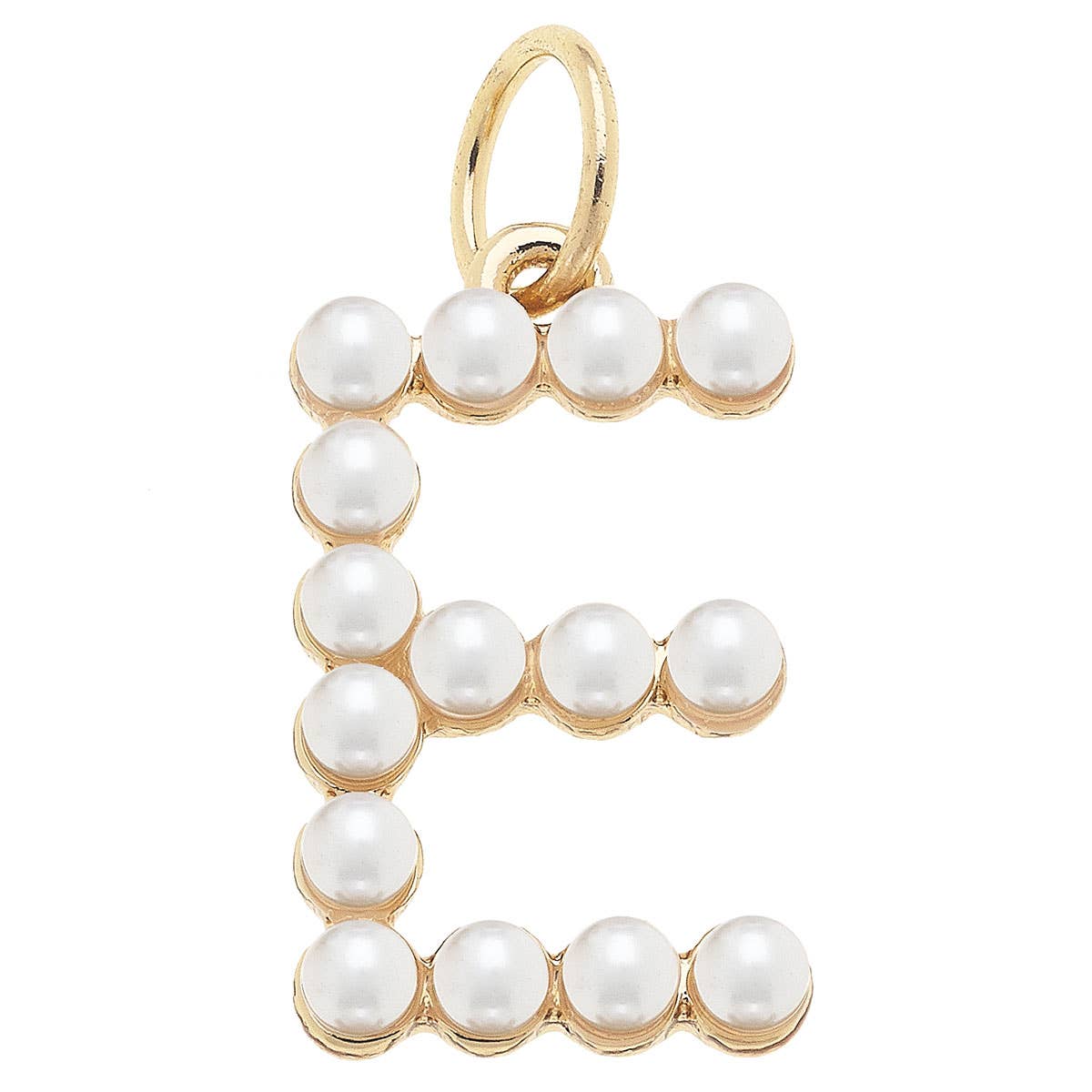 Pearl-Studded Letter Charm in Ivory: G