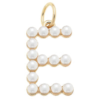 Pearl-Studded Letter Charm in Ivory: O