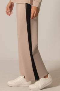P. CILL Butter Modal Side Stripe Wide Leg Pants: Black / Small