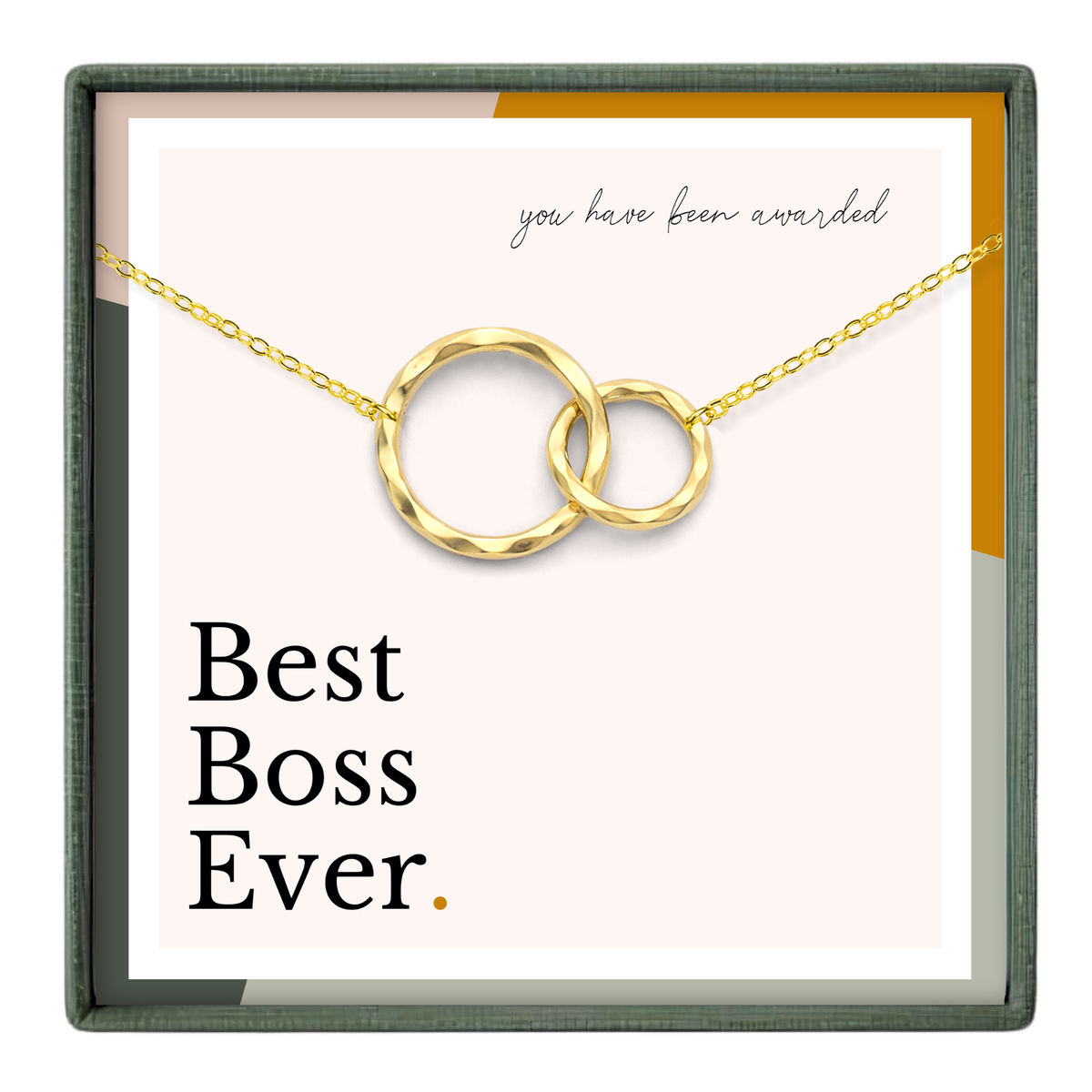 Boss Appreciation Gift - 2 Ring Necklace Gold or Silver: 14k Gold Vermeil