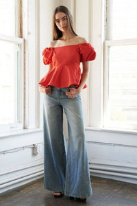 Vicki off the Shoulder Orange top