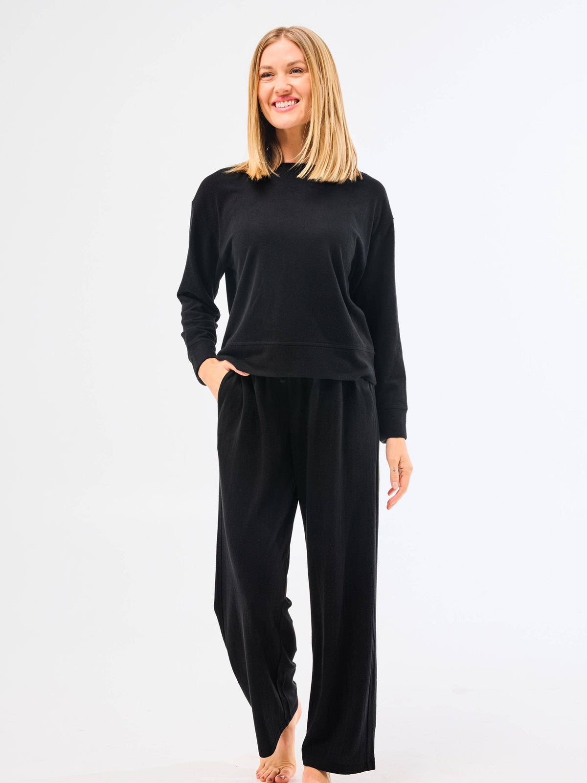 Sophie Straight Leg Pants Set | Black