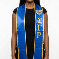 SGRHO Print Legacy Honor Stole in Blue with Gold: Color: Gold and Blue / Plating: Multi Tone / Size: 72 x 5 inches