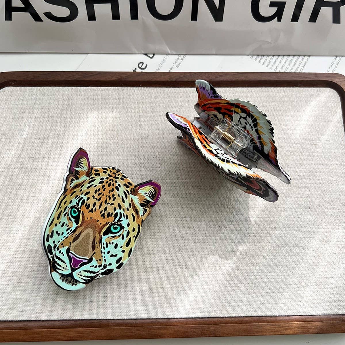 Tiger & Leopard Hair Claw–Wild Animal Acetate Clip