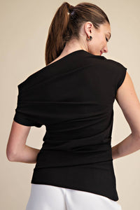 Asymmetric Pleated Top: Ivory / M