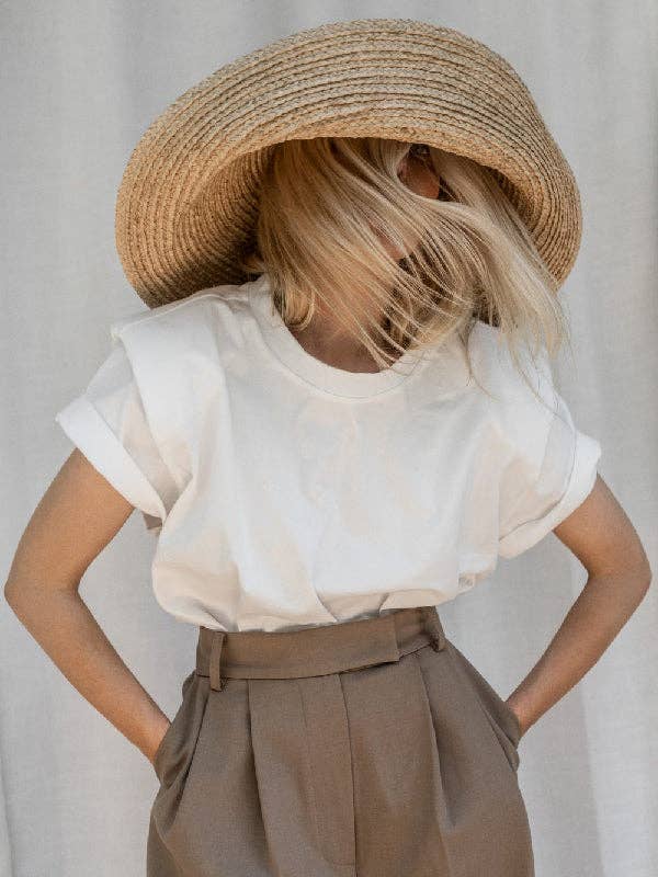 Urban White Short Sleeves T-Shirt Top: WHITE / L