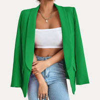 Timeless Solid Color Long Sleeve Open-Front Blazer