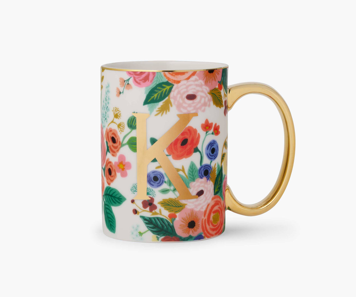 Garden Party Porcelain Monogram Initial Mug