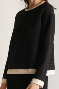 P. CILL Butter Modal Contrast Border Top: Black/Ivory / Small