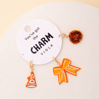 Charm Set Featuring Pom Pom, Megaphone, and Glittered Bow: Blue White