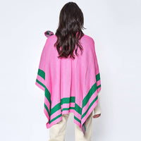Striped Shoulder Strap Ruana Poncho
