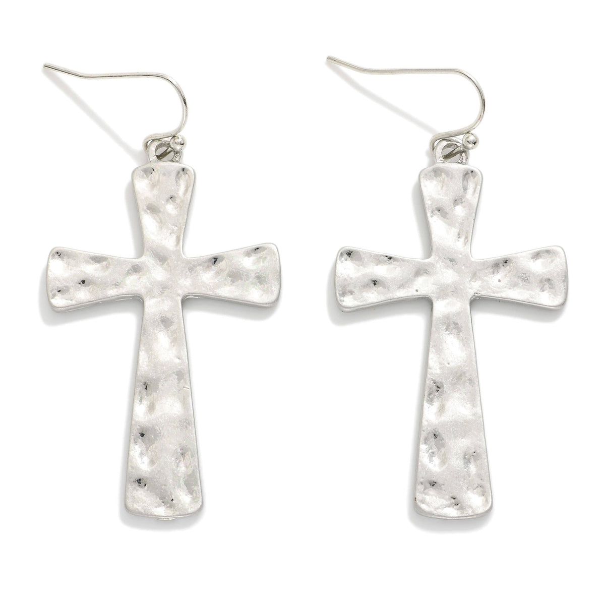 Becky Hammered Metal Cross Drop Earrings
