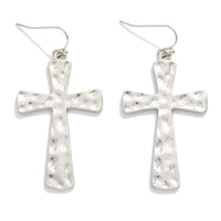 Becky Hammered Metal Cross Drop Earrings