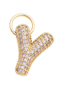 Letter Pave Initial Charm in Shiny Gold: I