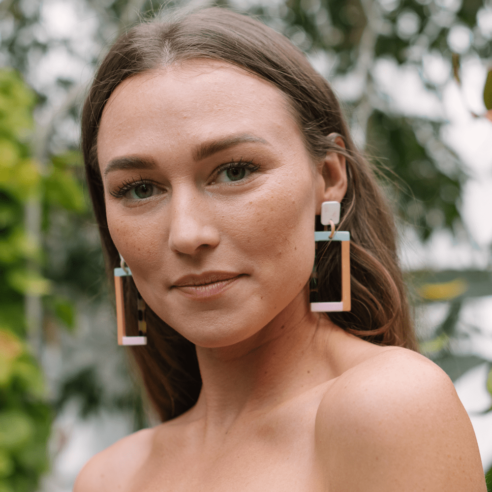 Gena Neutral Color Block Earrings