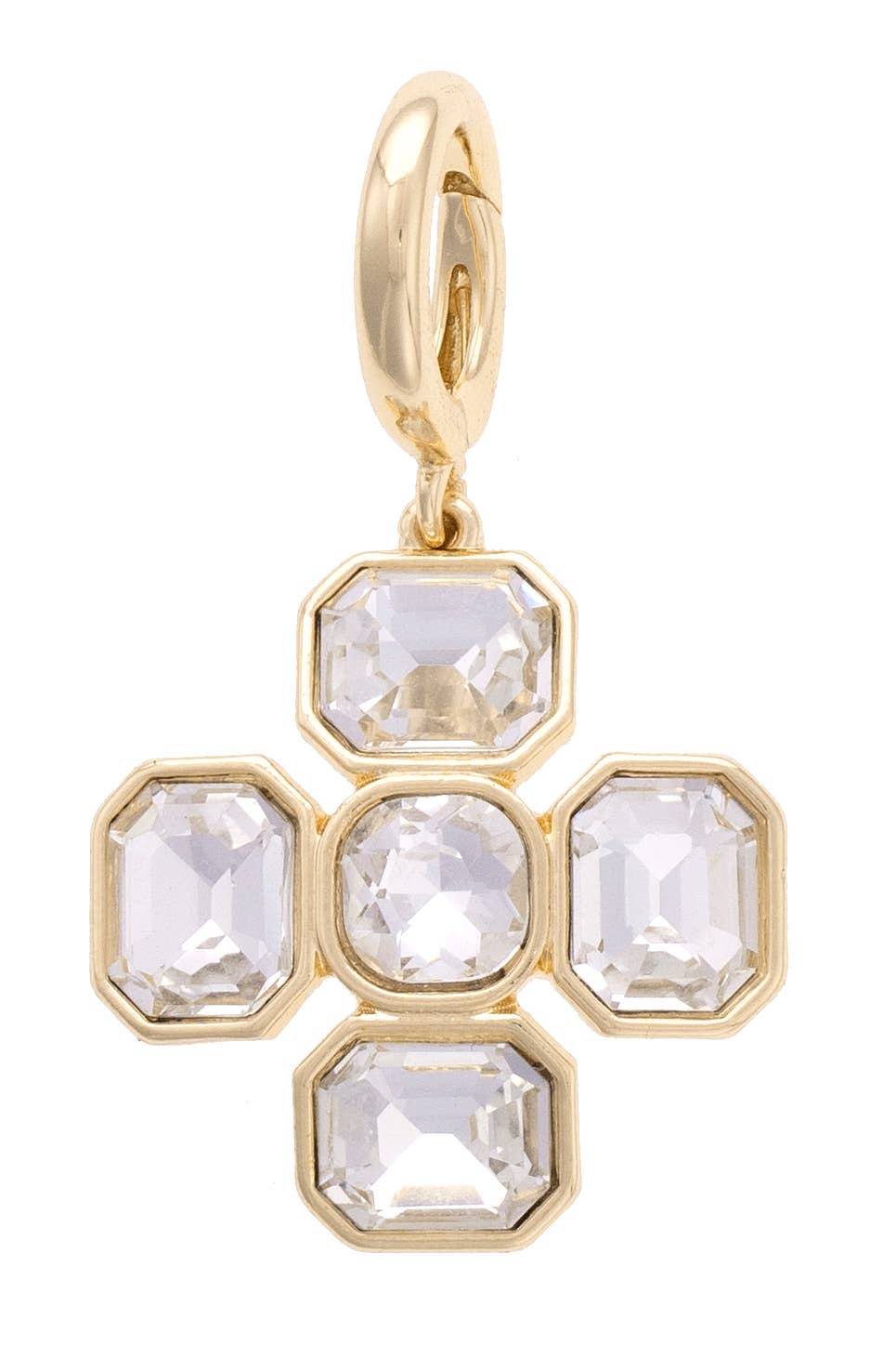 Canvas Style Charm Bar- Rhinestone Cross Pendant Charm in Shiny Gold