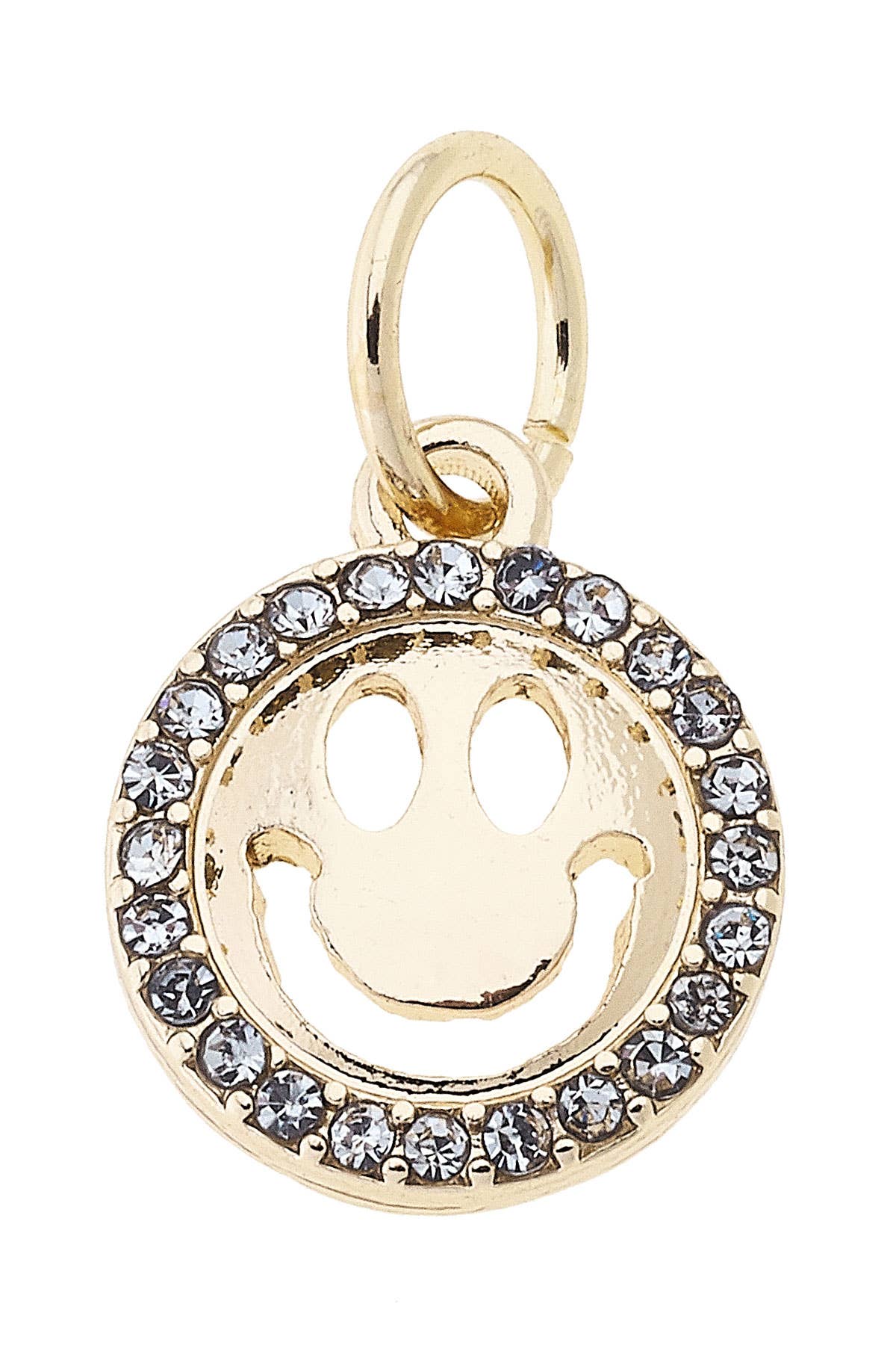 CANVAS STYLE CHARM BAR-Pave Smiley Face Charm in Shiny Gold