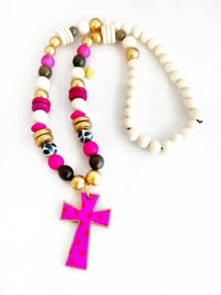 Cross Necklaces: Black Dot