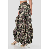 REBEL DRIFT RUFFLE PARACHUTE PANTS: CAMO / S-M-L-XL(2-2-2-2)