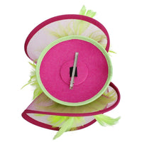 AKA Sorority Pink Green Folded Feather Fascinator: Pink and Green / Multi Tone / -