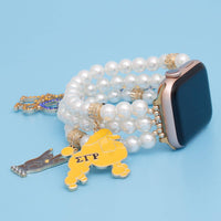 SGRHO Sorority White Pearl Watch Band for Women