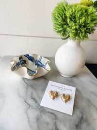 Gold Pearl Heart Statement Studs - Valentine's Xoxo
