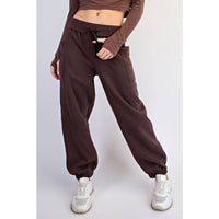 FLEECED TERRY FLOW JOGGER PANTS: Peach Pink / S-M-L(2-2-2)