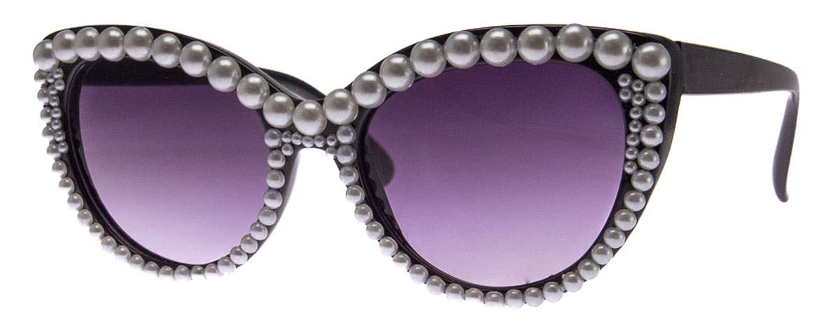 AUNT PEARL - SUNGLASSES: BLACK w/PEARLS