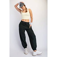 FLEECED TERRY FLOW JOGGER PANTS: Peach Pink / S-M-L(2-2-2)