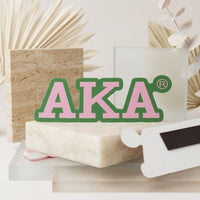 Alpha Kappa Alpha Greek Letter Car Bumper Magnet: Pink and Green / Multi Tone / 2.55 x 7.75 inches