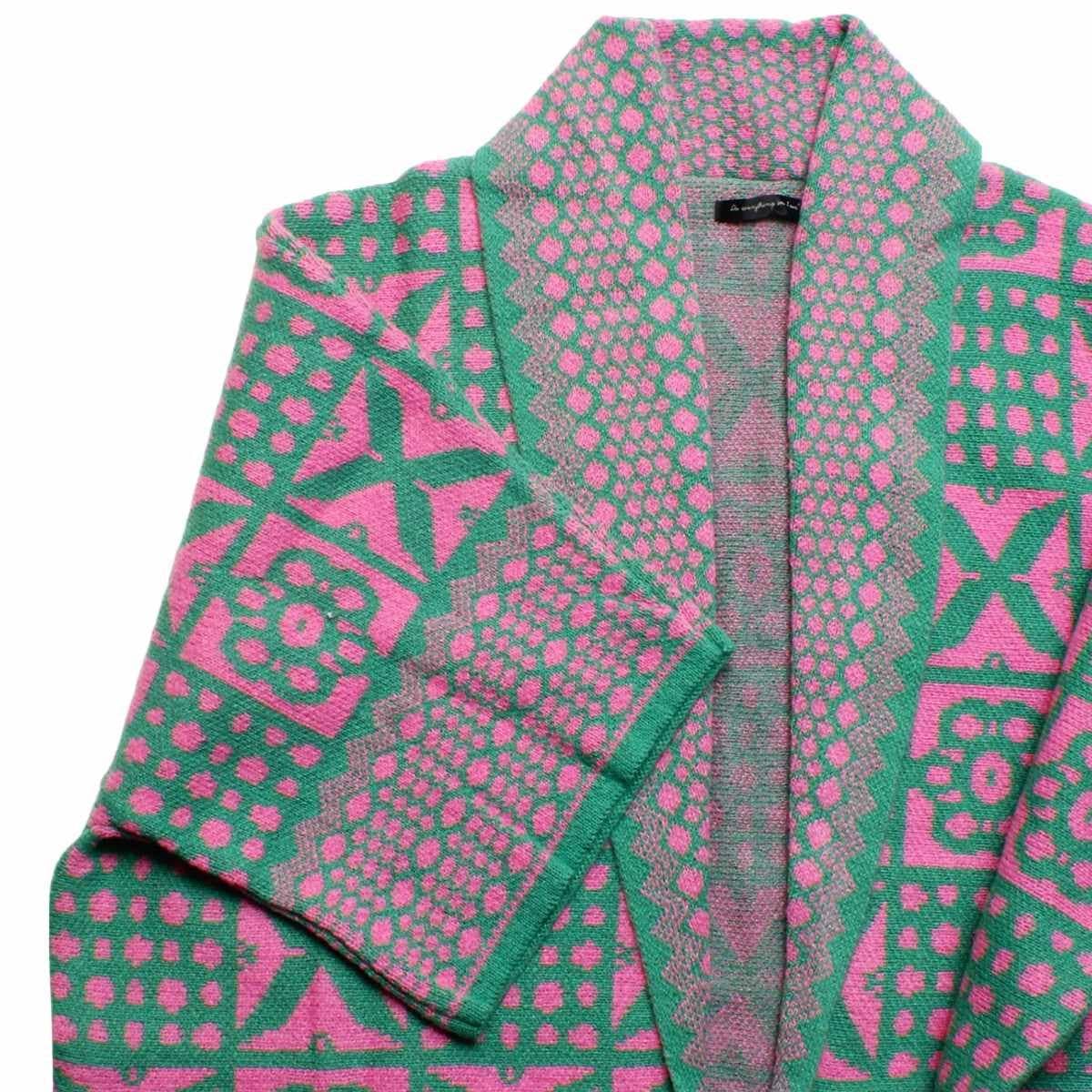 AKA Sorority Tile Print Knit Pink Green Cardigan: Pink and Green / Multi Tone / 29.5 x 28.7 inches