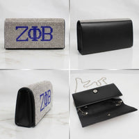 ZPB Clear and Blue Rhinestone Flap Snap Clutch Bag