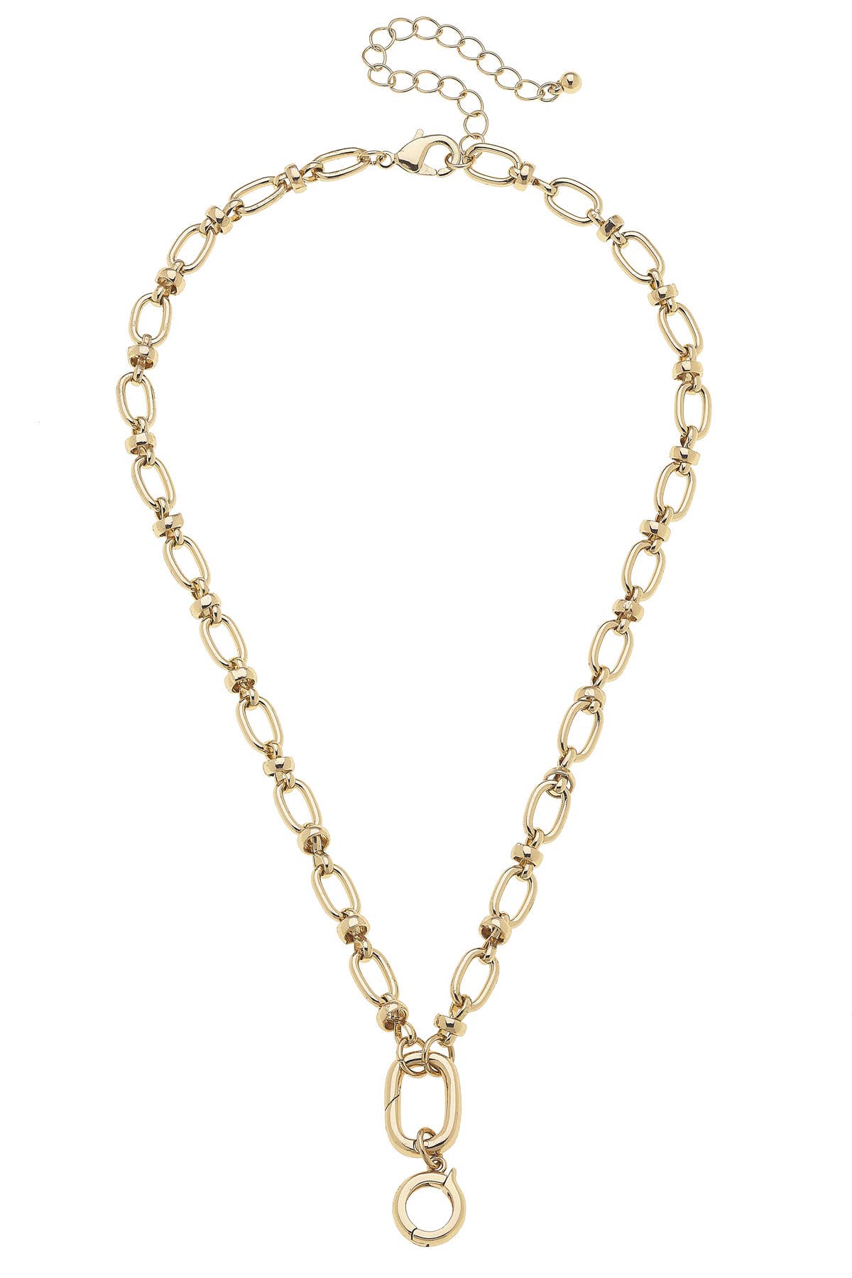 CANVAS STYLE CHARM BAR-Lilah Cable Link Charm Necklace Base in Shiny Gold