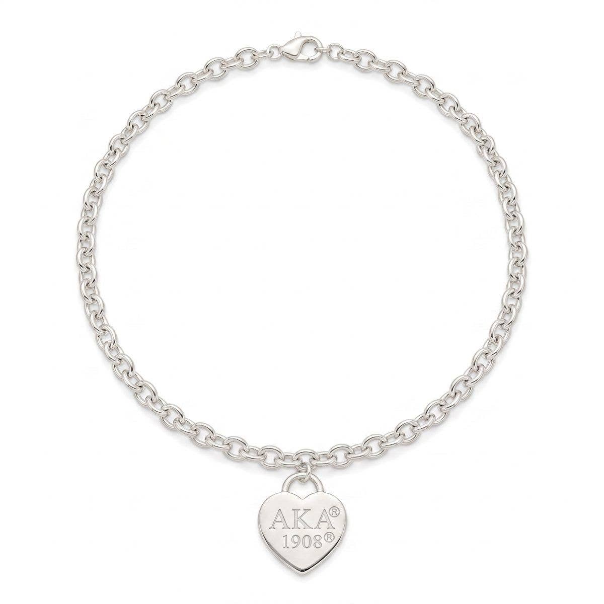 AKA Silver 1908 Legacy Heart Lock Chain Necklace: Silver / Rhodium / 18 inches