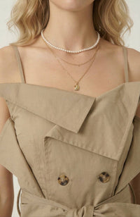 Off Shoulder Trench Style Cargo Jumpsuit: L