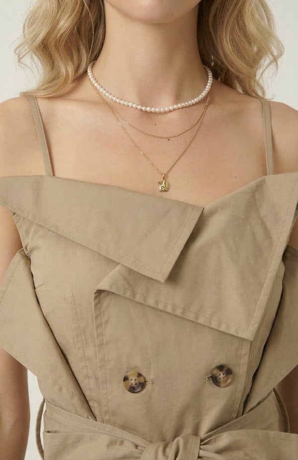 Off Shoulder Trench Style Cargo Jumpsuit: L