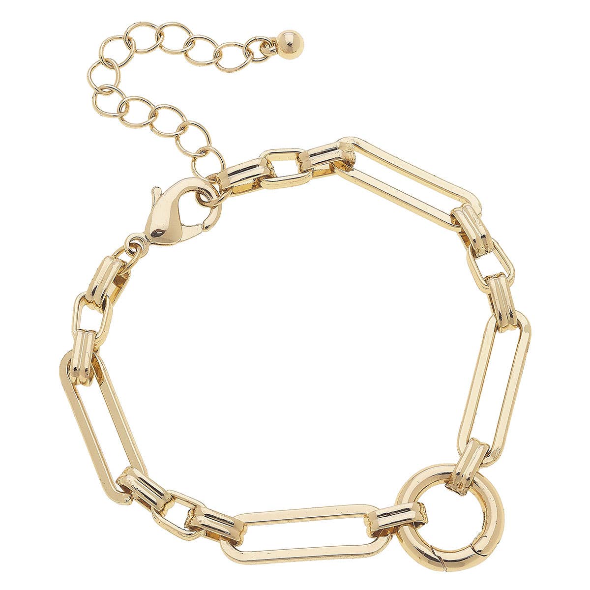 CANVAS STYLE CHARM BAR - Bella Linked Charm Bracelet Base in Shiny Gold