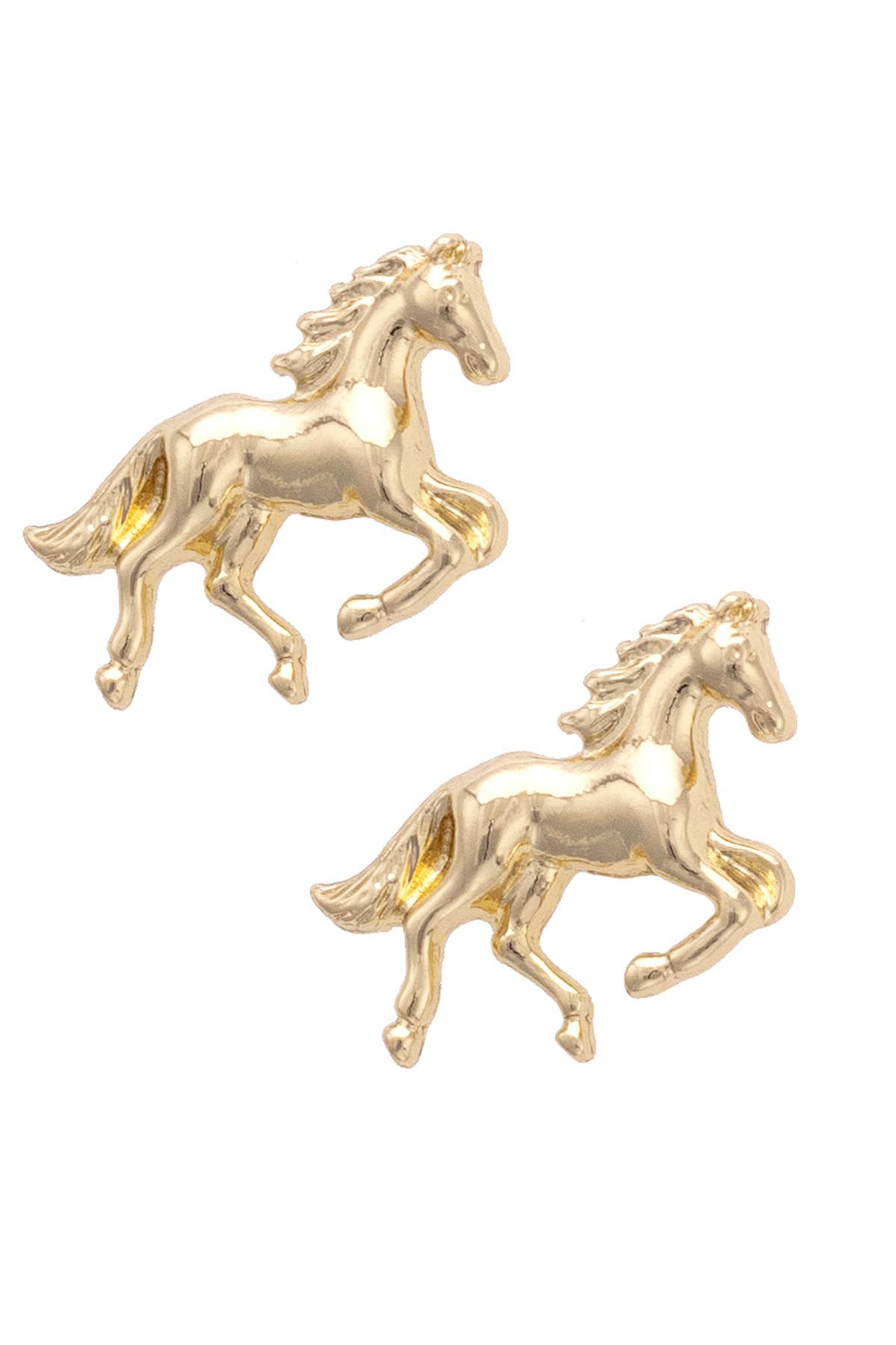Stallion Stud Earrings in Shiny Gold