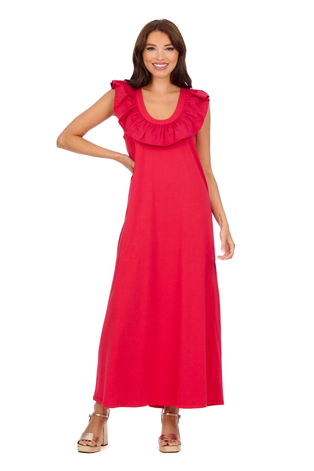 Mudpie Kimi Ruffle Maxi Dress (Red or Black)