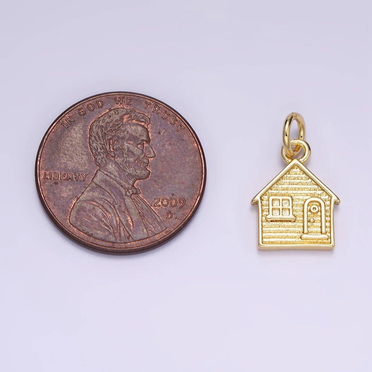 14K Gold Filled Mini House Home Textured Charm | AG642