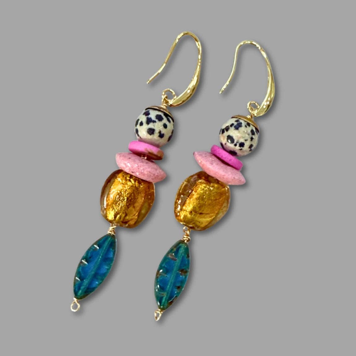 Beaded Dangle Earrings - Colorful Drops