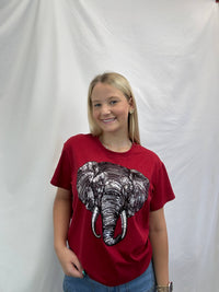 T-Town Elephant Tusks Univ of Alabama | Women's Sequin Design Tee (Crimson):