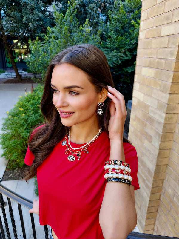 Canvas Style Charm Bar- Georgia Bulldogs Enamel Drop Earrings