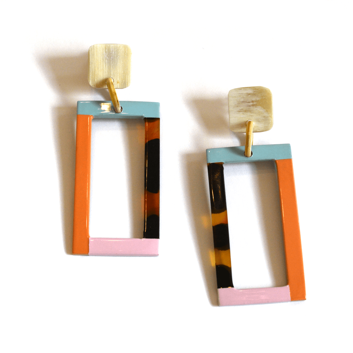 Gena Neutral Color Block Earrings