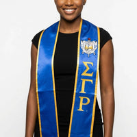SGRHO Print Legacy Honor Stole in Blue with Gold: Color: Gold and Blue / Plating: Multi Tone / Size: 72 x 5 inches