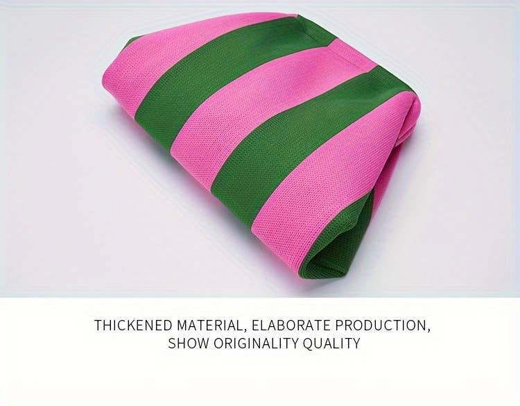 Compact Urban Chic Stripe Design Clutch Bag Makeup Pouch