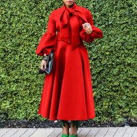 Channing LANTERN SLEEVE HIGH WAIST BOW OVERSIZED DRESS