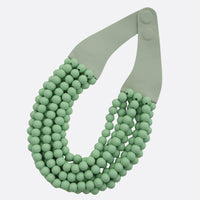 WOOD BEADED LAYERED MAGNETIC NECKLACE : Green
